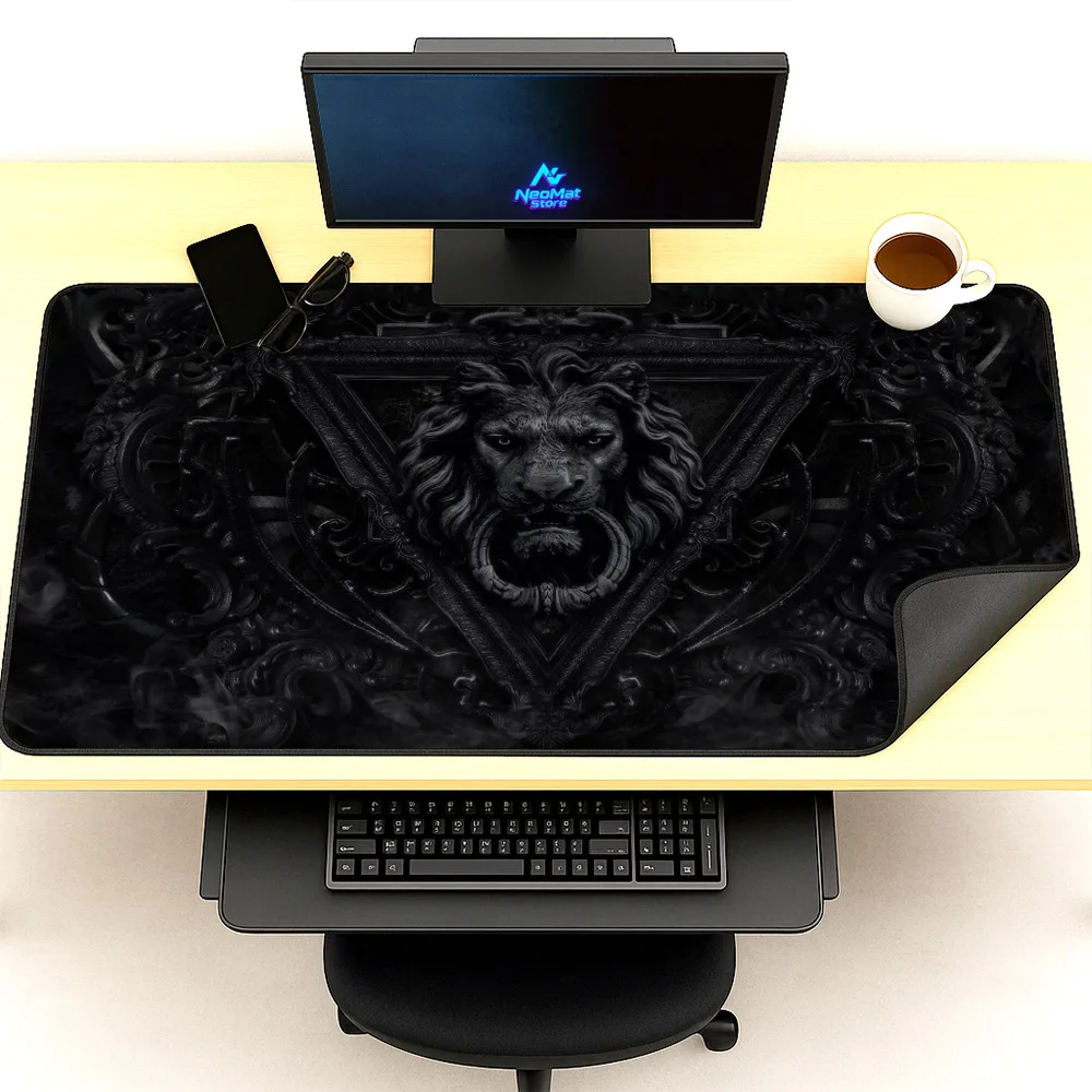 

Большой коврик для стола Lion 4 мм, полноразмерный коврик для мыши 1200x600, нескользящий коврик для геймеров 1600x600, коврик для клавиатуры, черный