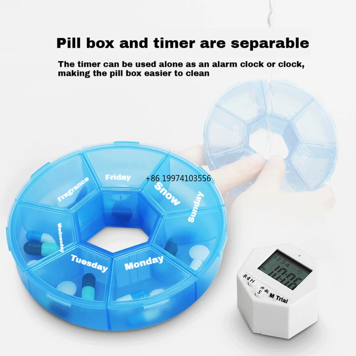 

with Timer Reminder Function Wholesale 7-day Pill Box Plastic Weekly Pill Box Pill Box Organizer