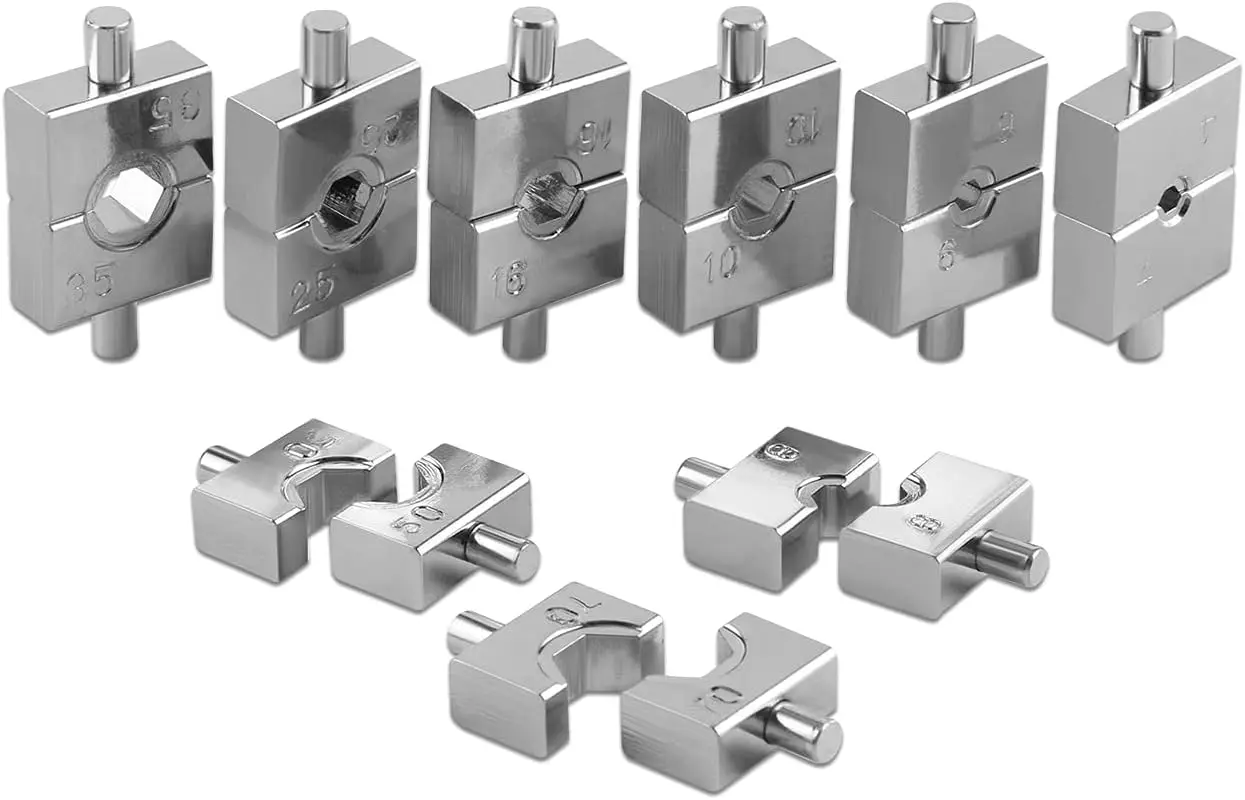 

Hydraulic Crimper Dies 9 Sizes, 12 AWG to 2/0 AWG, for Steel Cable & Terminal