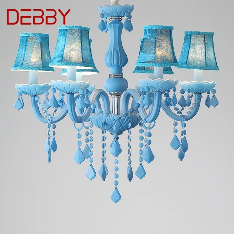 

DEBBY Blue Crystal Pendent Lamp Art Candle Lamp Children's Room Living Room Restaurant Bedroom Cafe Clothing Store Chandelier