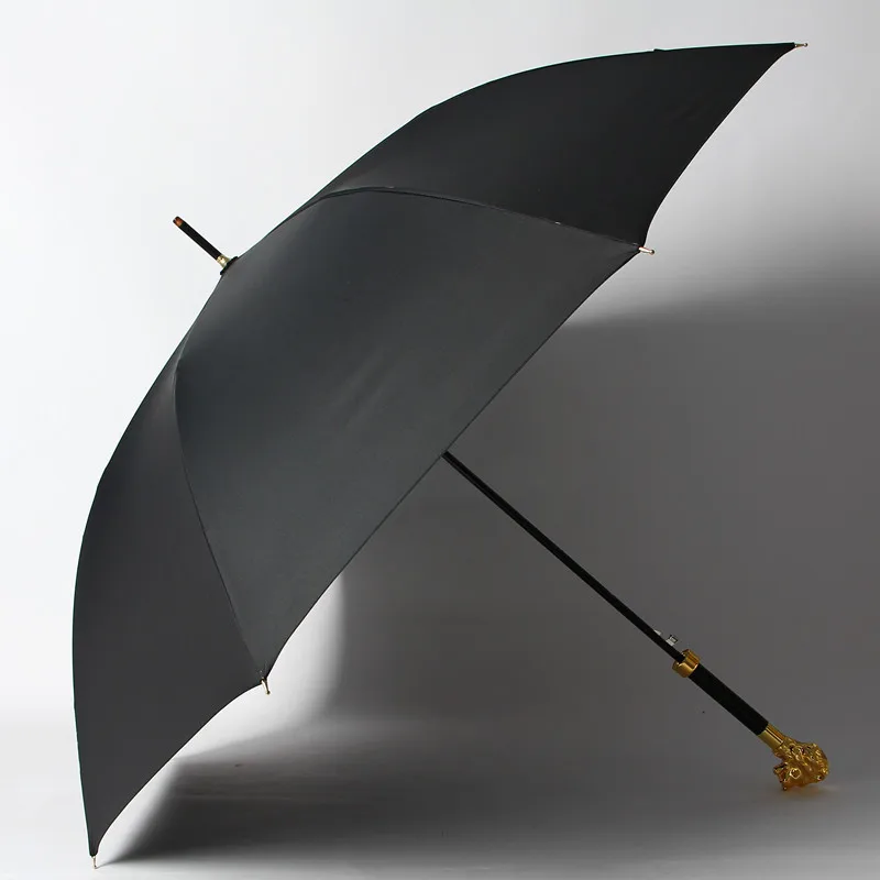 

High-End Long-Handled Straight-Handled Metal Headed Lion And Head Umbrella Faion ow Umbrella for Adults Rain And Sun
