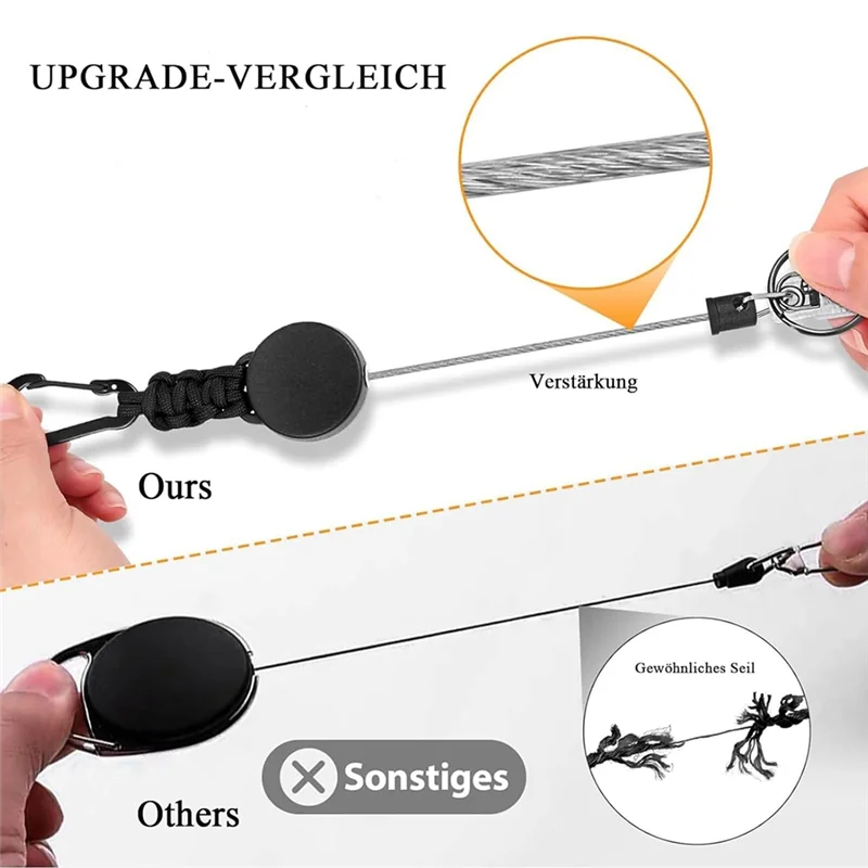 ELECT-Heavy Duty Retractable Lanyard Badge Holder Retractable Clip Retractable Key Ring Key Holder 4PCS