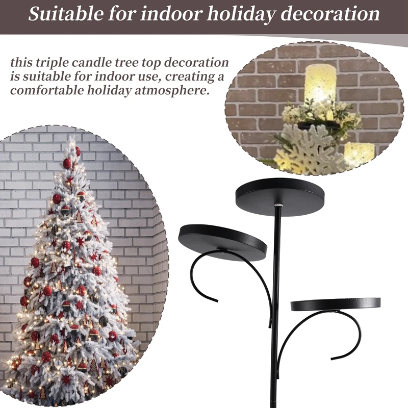 Black Triple Christmas Tree Decorative Candlestick Christmas Candlestick Indoor Bedroom Tableware Kitchen