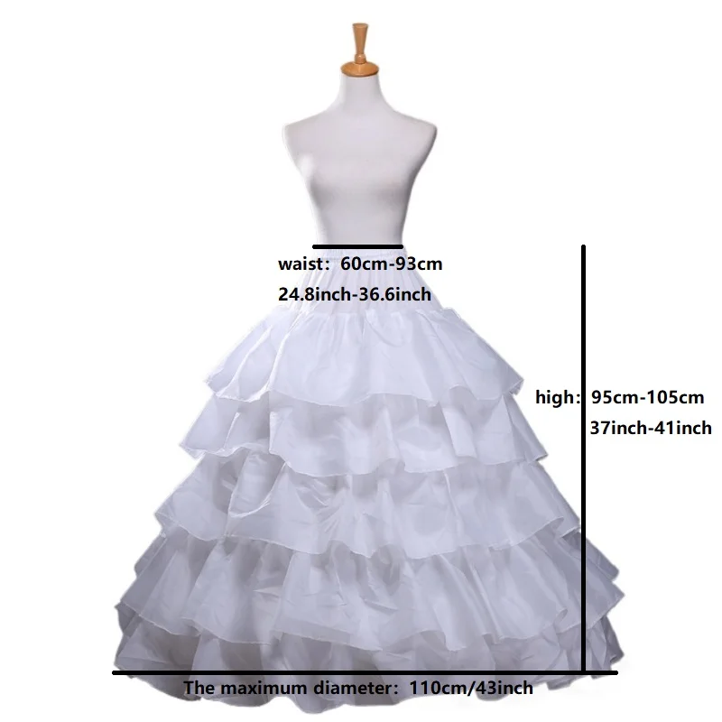 Rok dalam pernikahan 5 cincin baja 4 rok Dalaman untuk gaun pesta pakaian pernikahan Diameter pakaian dalam Crinoline Aksesori pernikahan