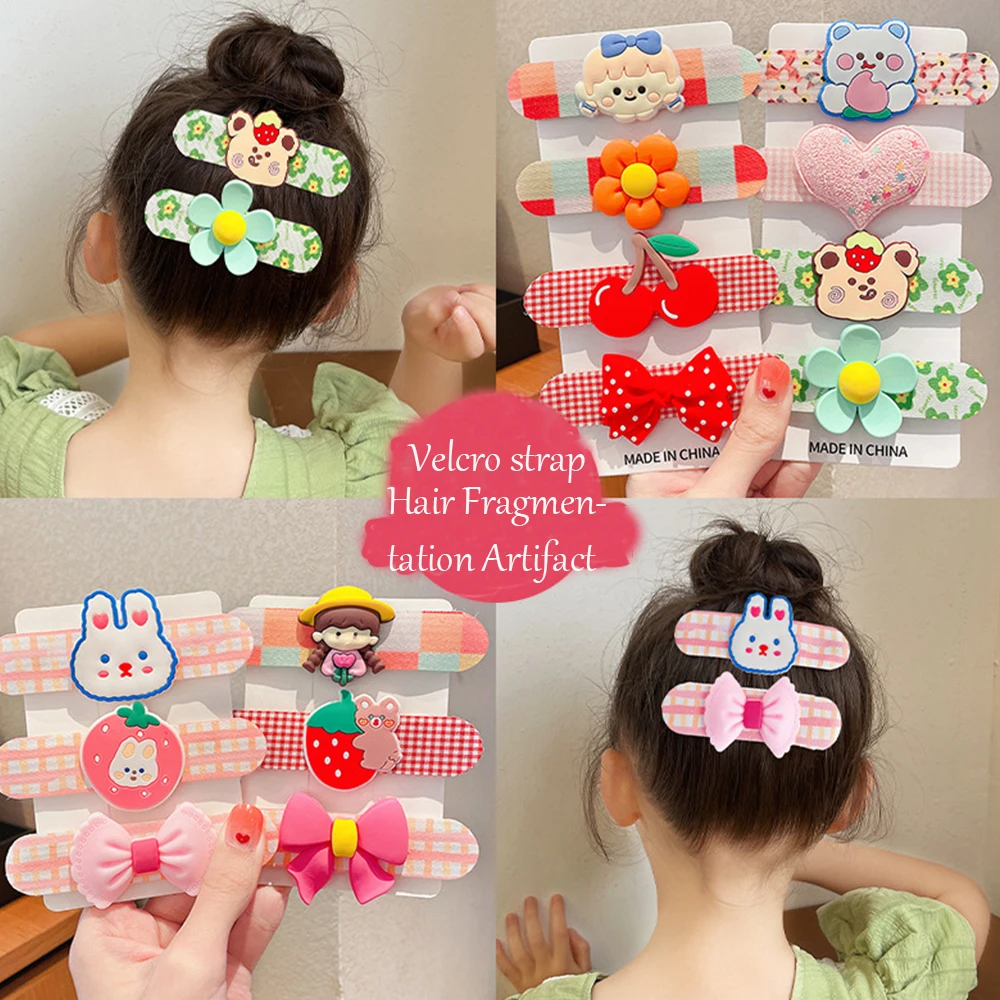 2/3/4pcs Children's Hair Patch Cartoon Velcro Hair Patch Hairband Patch Hair Clip Headwear Bow Hair Accessories