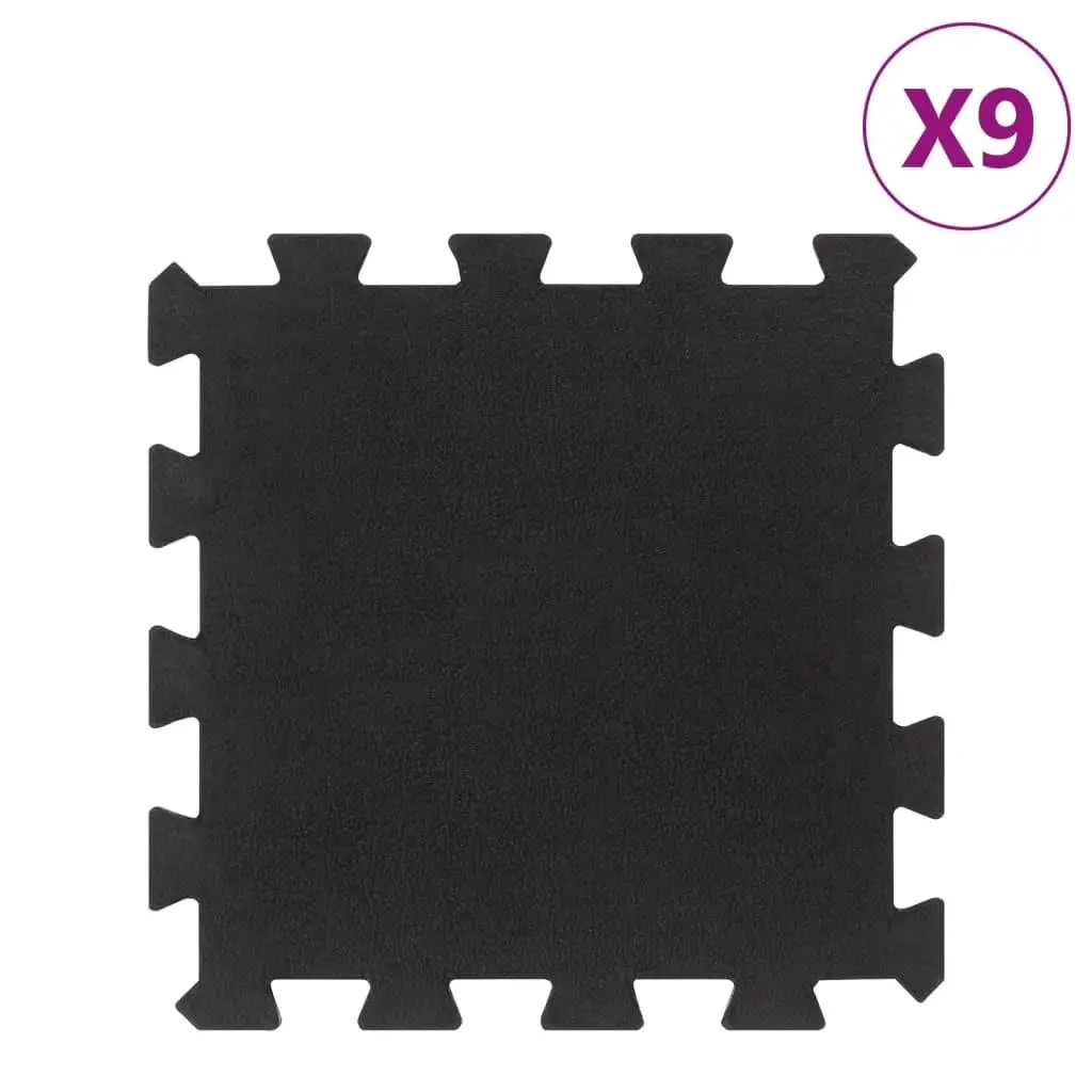 9. Gang. 30x30 cm Schwarze Gummi-Bodenfliesen, 16mm Dicke – Non-Slip & Durable