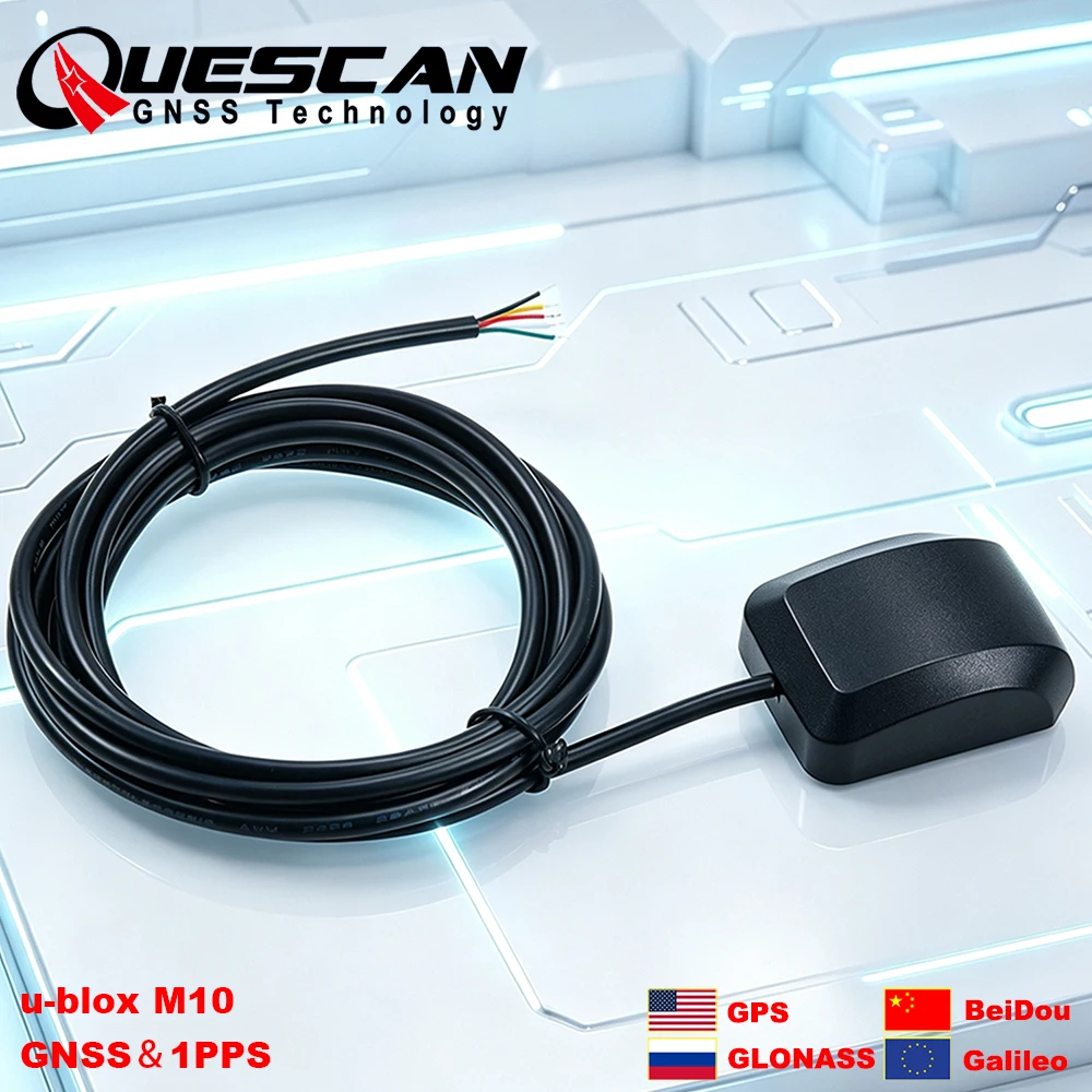 QUESCAN UART TTL ublox10 GPS GNSS Receiver 1PPS Time Sync for Arduino ESP32 STM32 NMEA GPS Galileo GLONASS BeiDou Smart Antenna
