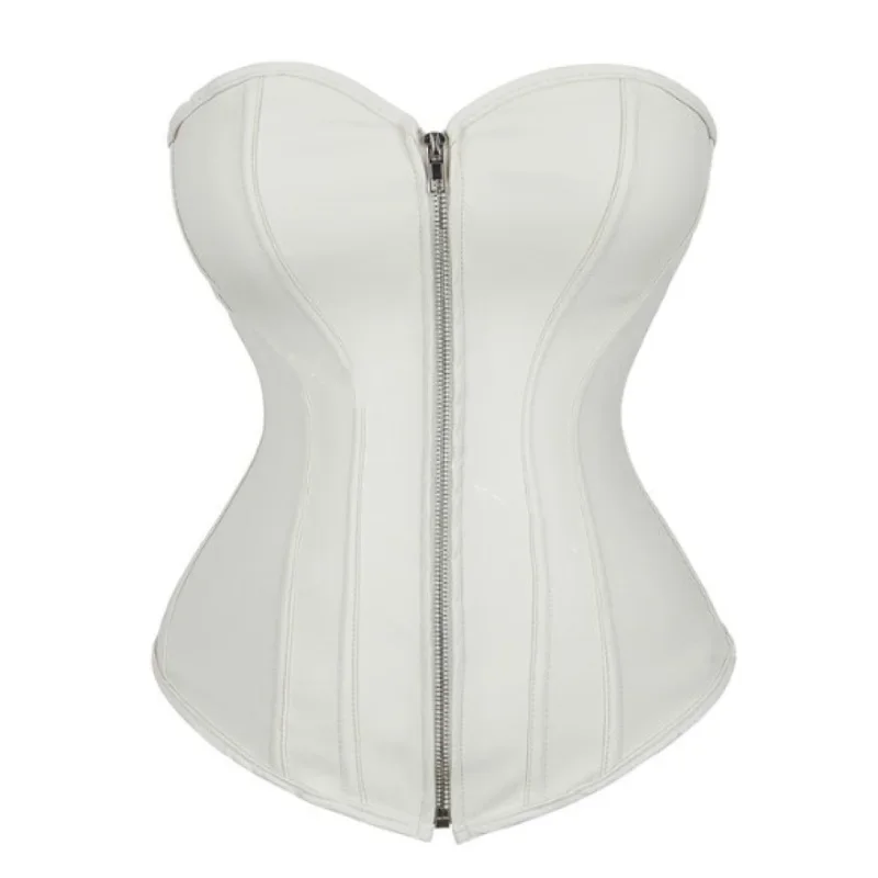 Frauen Kunstleder Korsett sexy Clubwear Bustier Über brust Frauen Reiß verschluss Taille Trainer Bustier Vintage Korsett Taille Cincher Top