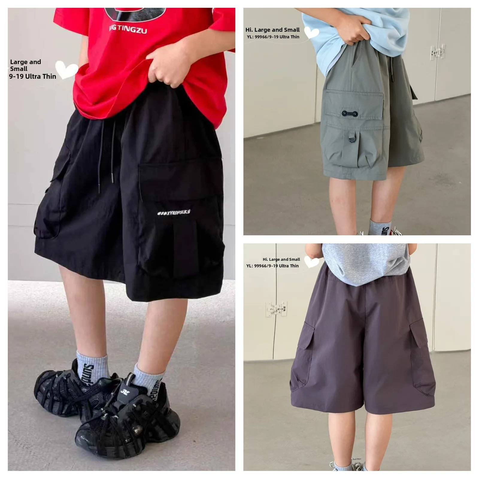 limited-time-kids-workwear-shorts-casual-mid-length-pants-boys-girls-fashionable-polyester-fiber-straight-leg-trousers
