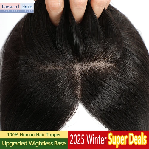 Base de seda Dazzeal para mujer, extensiones de cabello humano Natural europeo, Clip ins, postizo, Base de seda recta, adornos de cabello humano