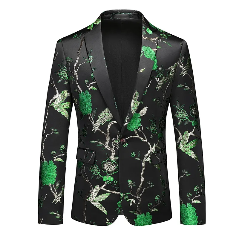 Men's Slim-Fit Multi-Color Blazer, Wedding Groomsmen Attire, Europe Sizes, Jacquard Casual Slim-Fi