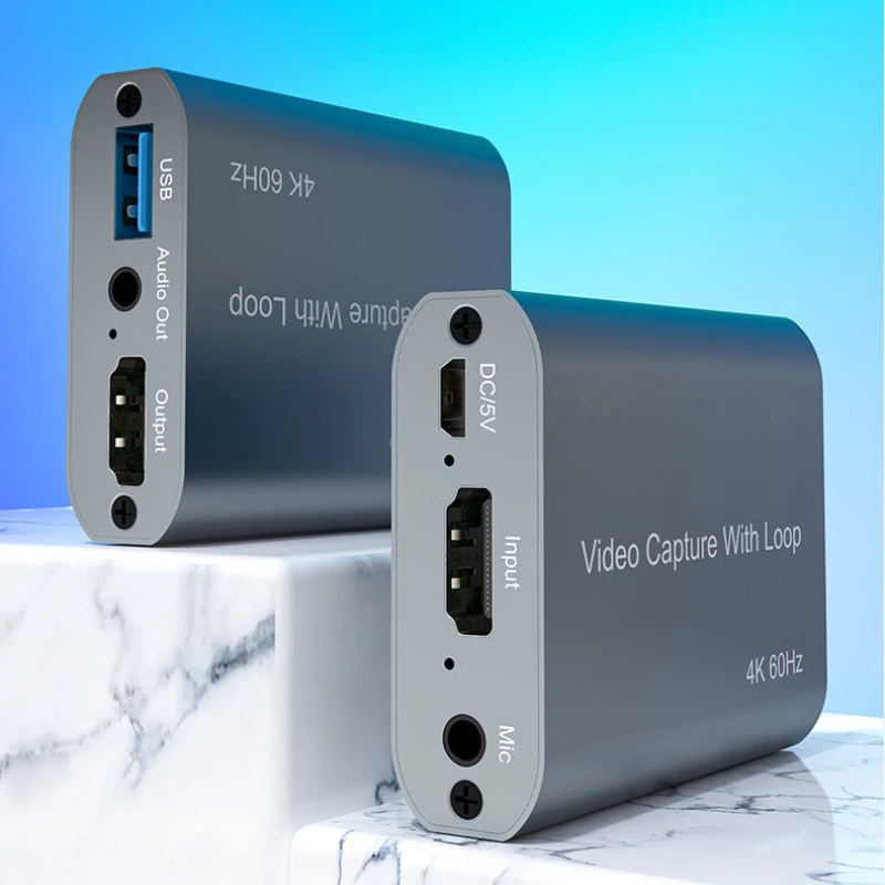 USB Video Capture Card 4K@60Hz HD-compatible Game Live Streaming Device Microphone 1080P HD Video Grabber﻿ Recording Box