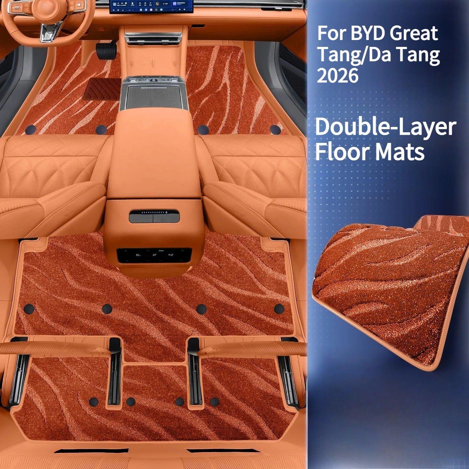 For BYD Great Tang/Da Tang 2026 Full-Coverage Leather Car Floor Mats Non-Slip and Wear-Resistant Carpet Interior Accessories