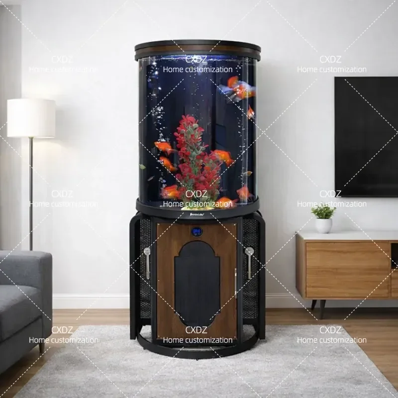 Hailia semi-circular fish tank living room small household floor smart lazy water-free acrylic tank aquarium