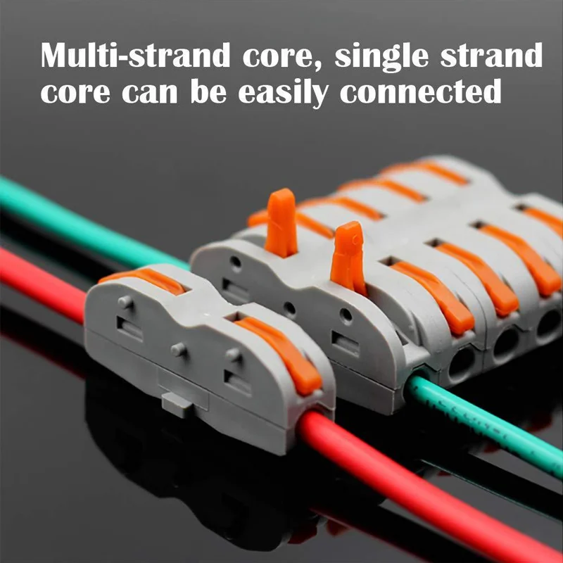 

1 to 1 Inline Electrical Lever Wire Connectors Nuts Push-in Quick Conductor Combination Compact Splicing Connectors 28-12 AWG