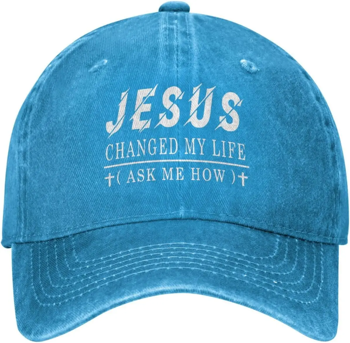 Jesus Changed My Life Christian Washed Baseball Cap Adjustable Outdoor Golf Dad Hat