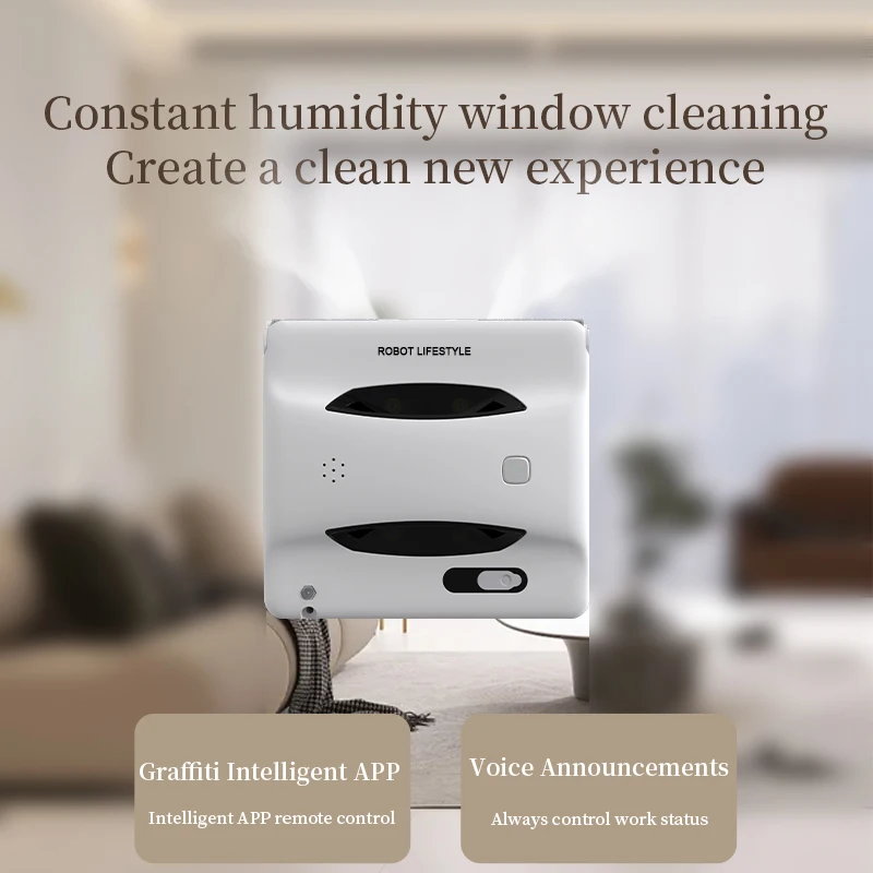 2025 Window Cleaning Robot Cleaner Dural Roller, Spot Clean, 30ML Water Tank Two sides 3 Holes Automatic Spary, Tuya App Control