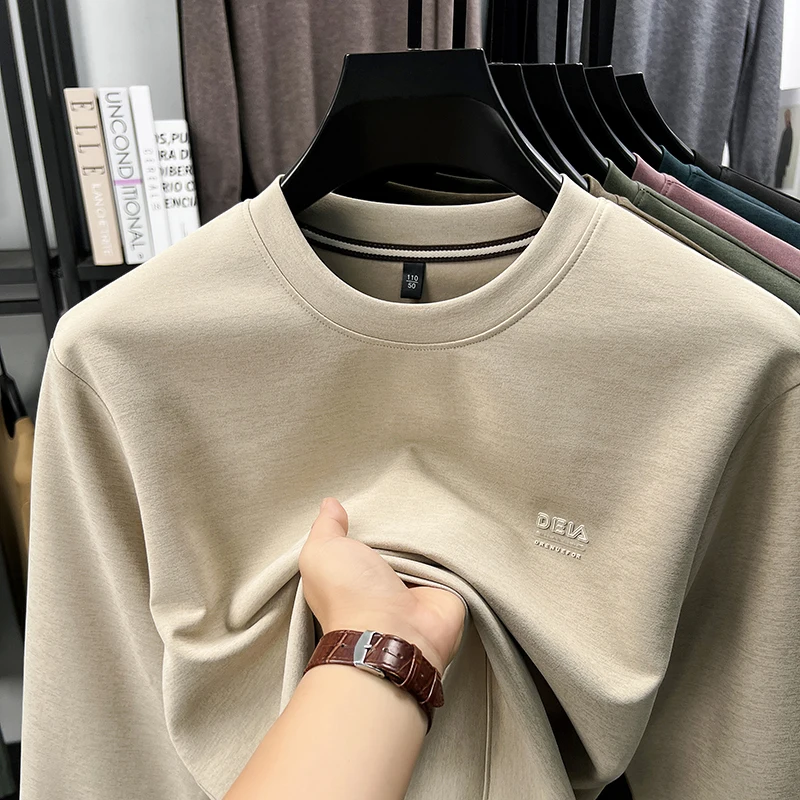 

2025 New Round-Neck Sweatshirt Men's Long Sleeve T-Shirt for Spring and Autumn, Base Layer Innerwear Top