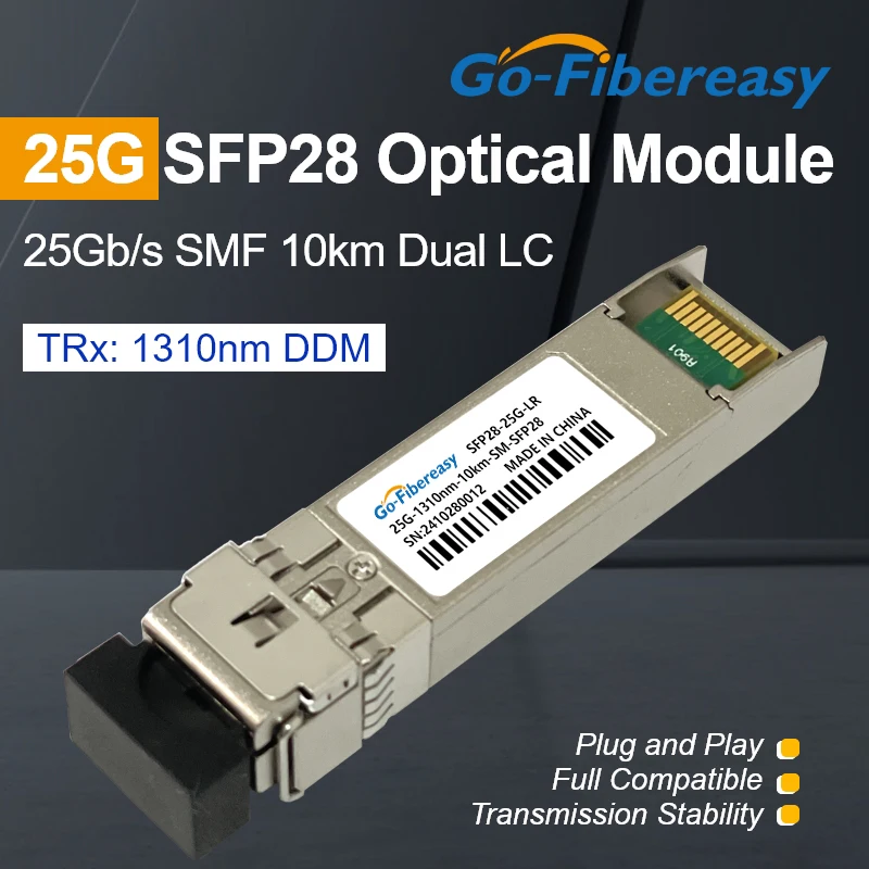 SFP28 25Gb LR 10km Optical Module Single-Mode 1310nm Dual LC 25G SFP Transceiver For Cisco/Mikrotik/Intel/ZTE... Fiber Switch