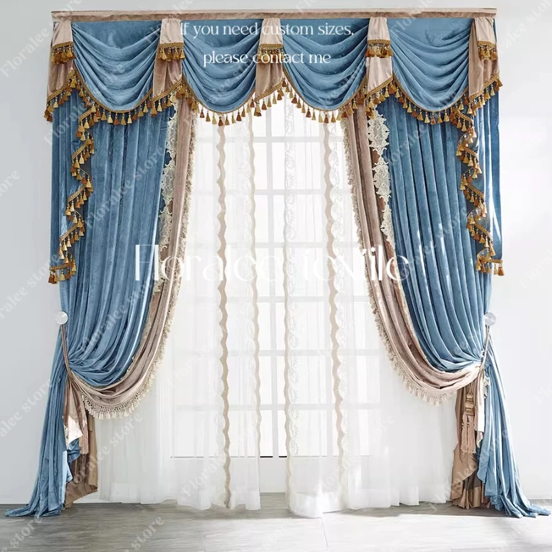 

European High-end Jacquard Curtains for Living Roo Luxury High Luxury Curtains Window Blackout Curtains for Bedroom Shade Custom