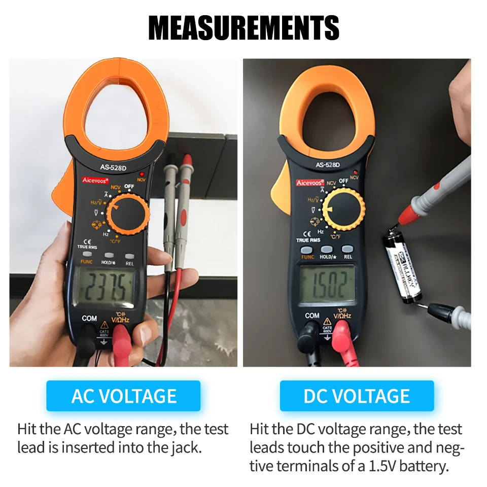 Aicevoos Digital Clamp Meter AC DC Voltage Tester Auto Rang Current Clamp TRMS Multimeter Ammeter Ohm Capacitance Resistance NCV