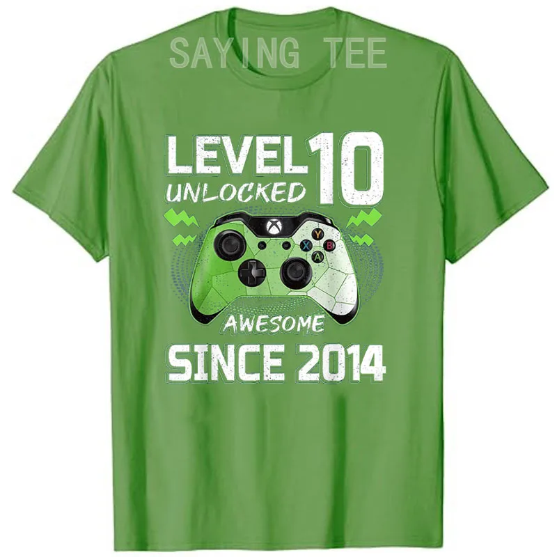 Level 10 Unlocked Awesome Since 2014 Gamer 10th Birthday T-Shirt Sons Gifts Video Game Lover Boy Men Clothing Graphic Tee Tops