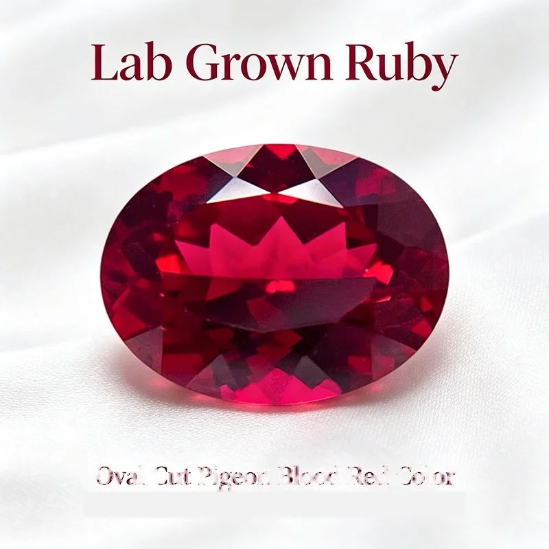 Lab Grown Ruby Oval Cut Pigeon Blood Red Color DIY Charms Jewelry Making Ring Necklace Earrings Main Materials Certificate