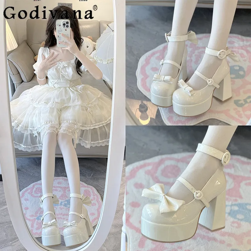 

Оригинальные туфли Lolita на массивном каблуке для женщин, водонепроницаемые туфли на высокой платформе в японском стиле, женские туфли на каблуке