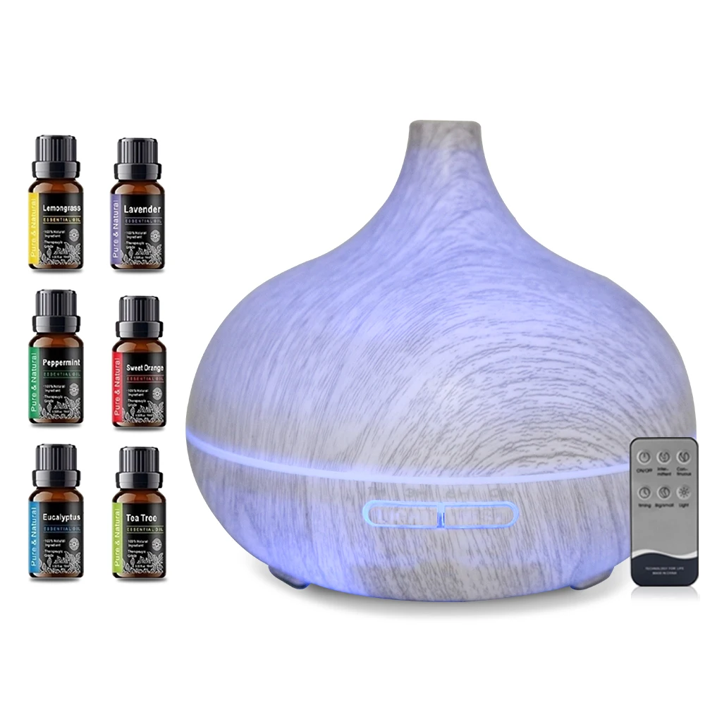550ml LED Essential Oil Diffuser Cool Mist Humidifier with Remote Control Auto Shut-off for Bedroom Yoga Spa Relaxation Home Use