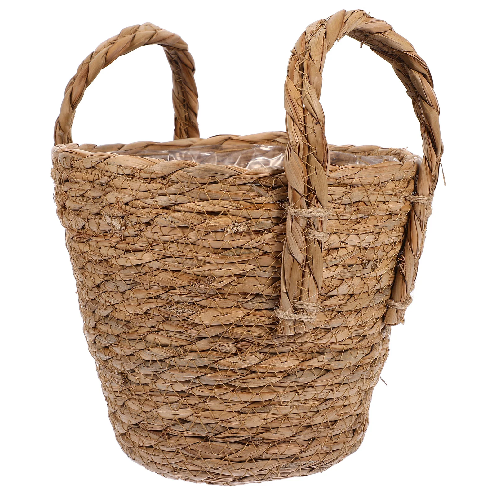 

Plants Straw Flower Pot Flowerpot Wicker Retro Bucket Storage Basket Khaki Planter