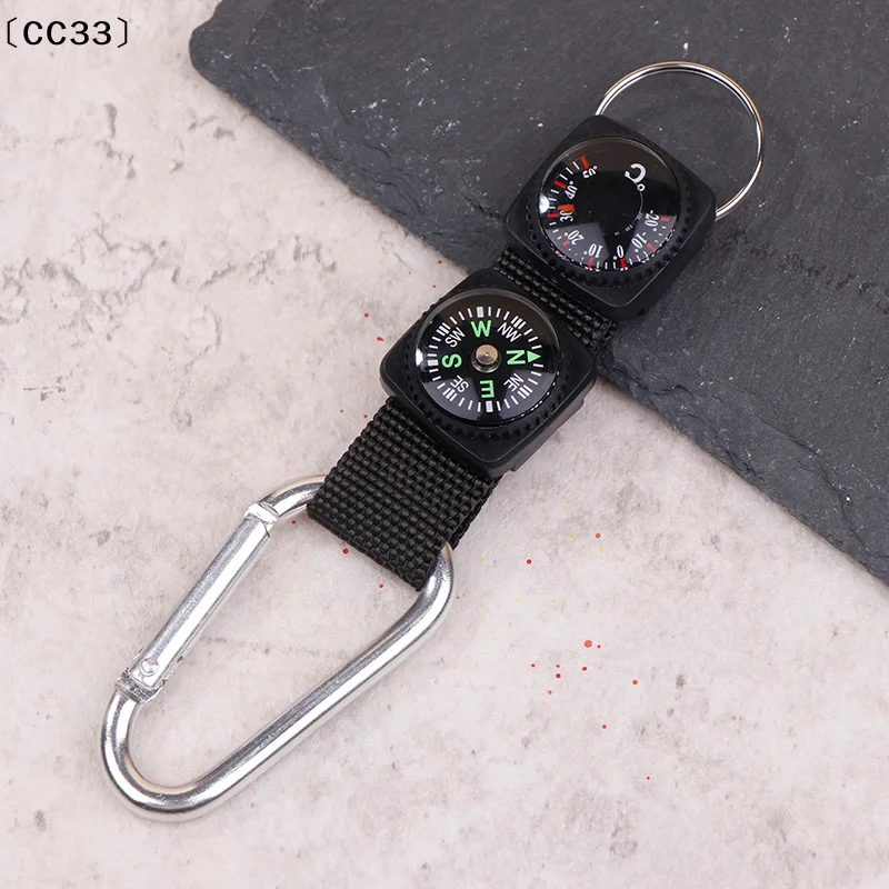 Compass With Hook 2-in-1 Multifunctional Hiking Carabiner Sensitive Guide Outdoor Mountaineering Key Ring Camping Tool〔CC33〕