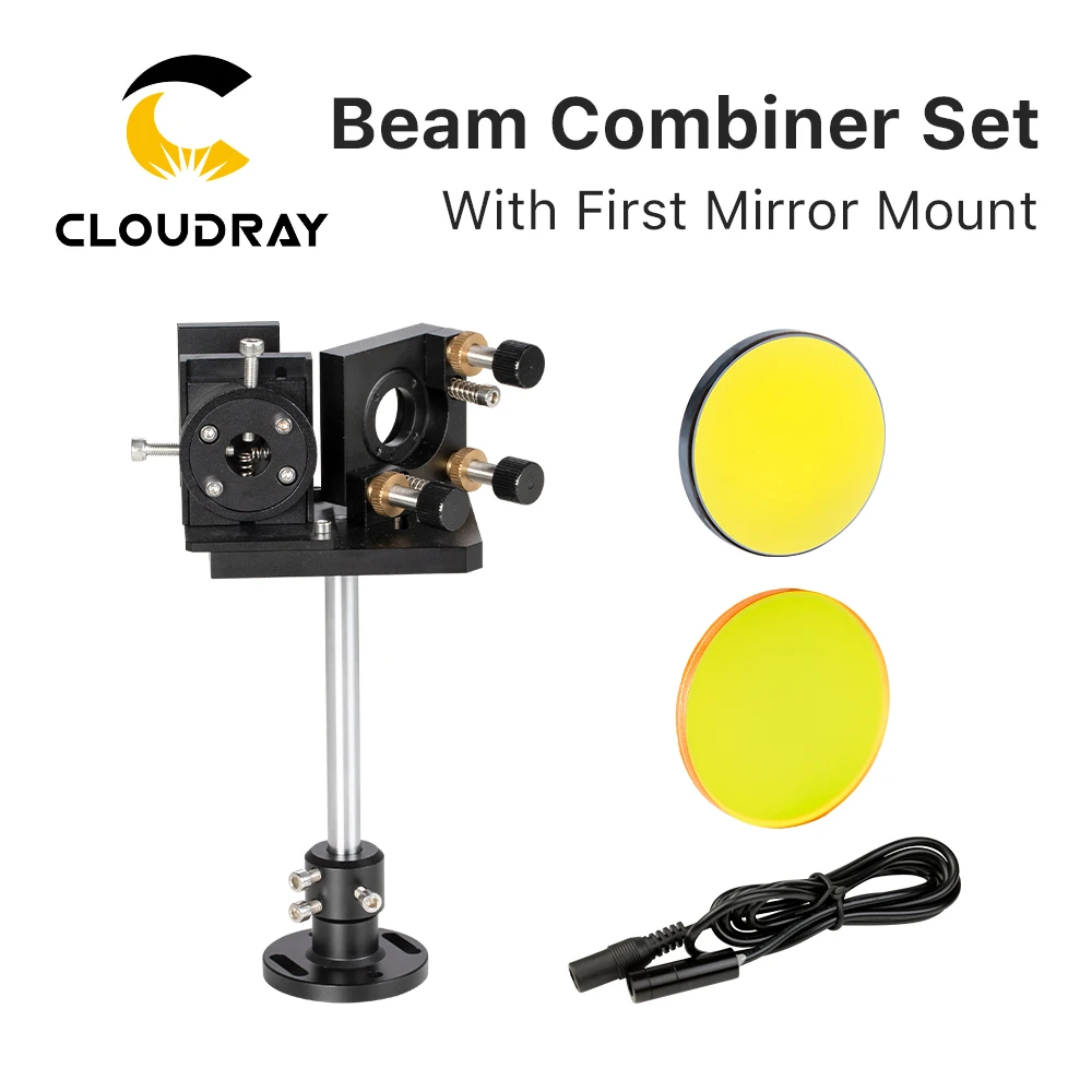 Cloudray Beam Combiner Set 25mm Laser Beam Combiner +Mirror Mount + Laser Red Pointer for CO2 Laser Engraving Cutting Machine