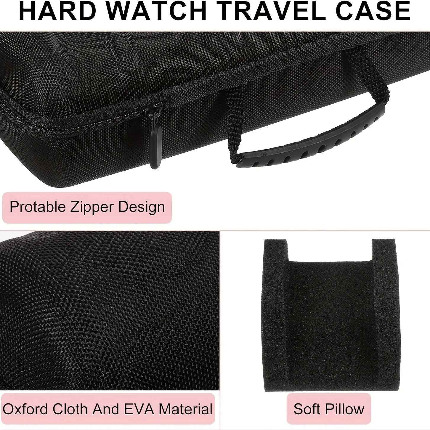 Borsa porta orologi portatile, adatta per scatola porta orologi intelligenti multi slot con vassoio interno in spugna