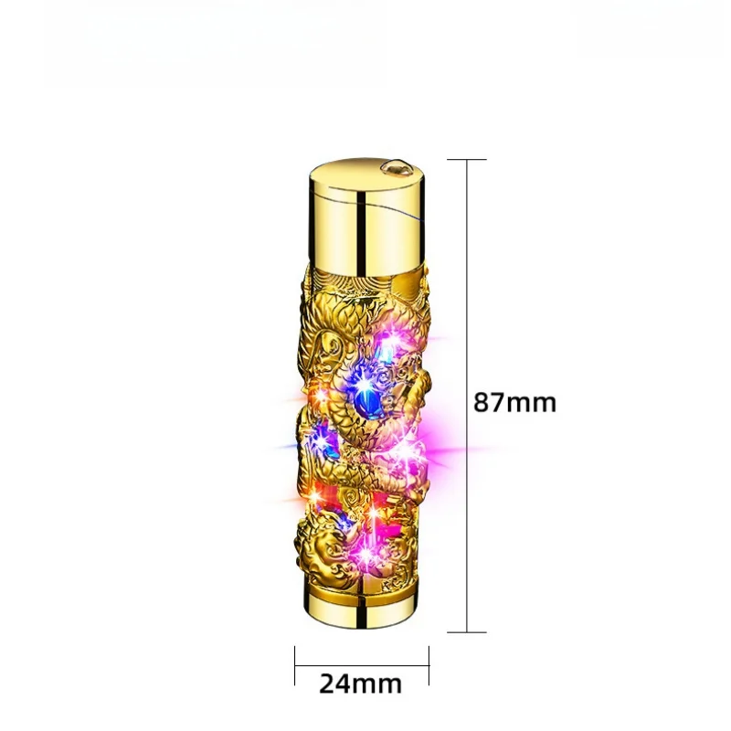 Metal Relief Lantern Inflatable Lighter Portable Windproof Butane Turbine Torch Jet Blue Flame Cigar Tool Fashionable Men's Gift view 5