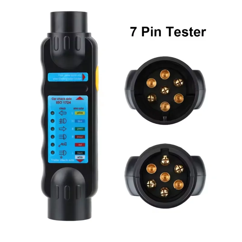 

12 В 7-контактный тестер буксировочного фонаря для автомобиля, розетка для прицепа, диагностические инструменты, буксирный бар для каравана, аксессуары для тестирования проводки света