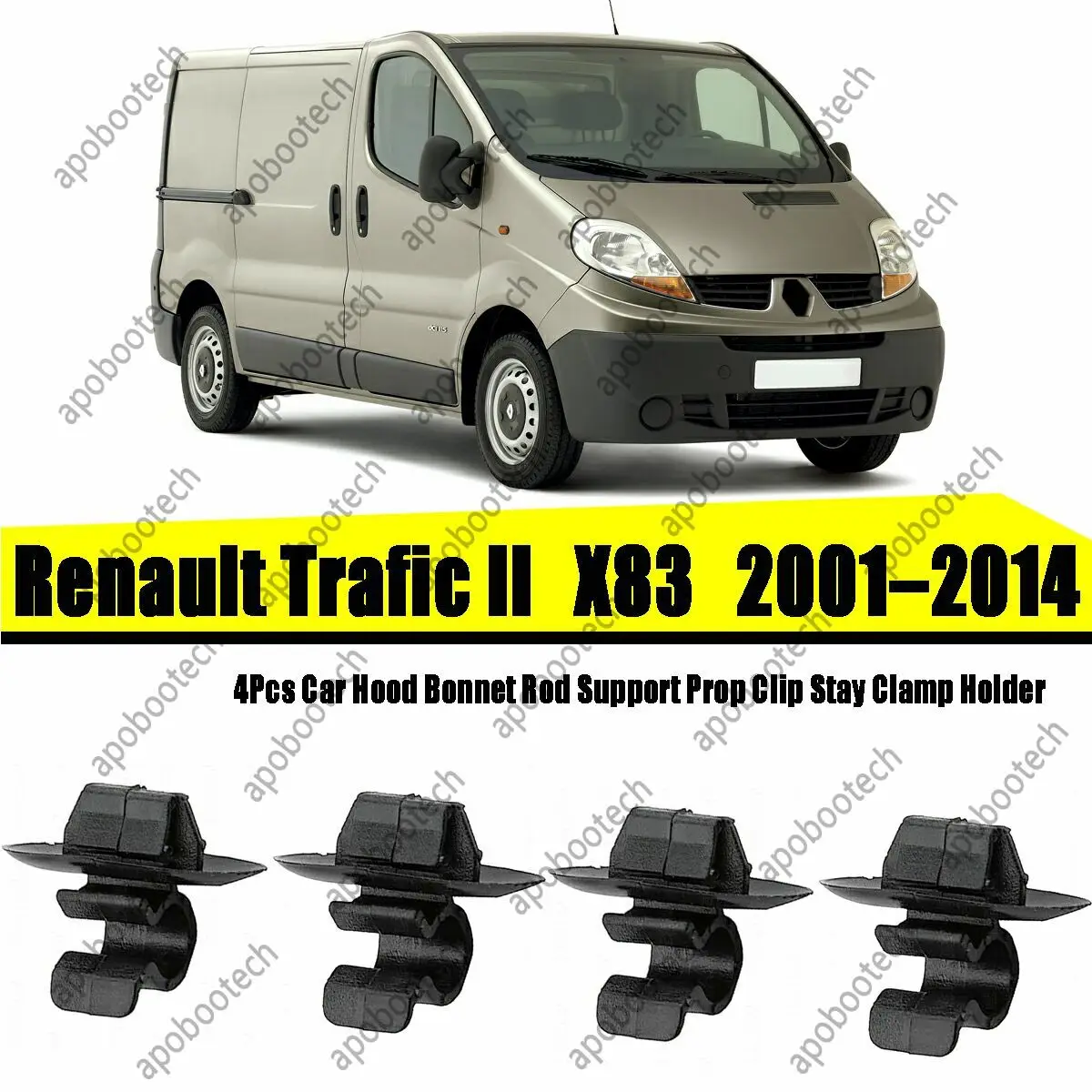 For Renault Trafic II X83 2001–2014 Bonnet Hood Rod Support Prop Stay Clip Pivot Linkage Holder
