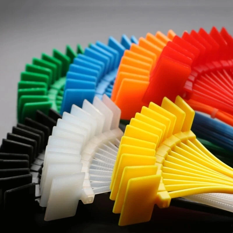 50-100Pcs Nylon Label Cable Ties, Identification Tags, Multi-Color Hanging Tag Cable Ties, Waterproof   3x100mm 4x150mm 4x200mm
