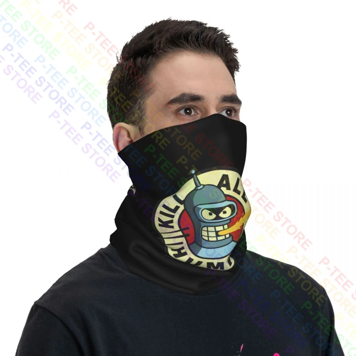 Kill All Humans Bender Robot Beer Movie Tv Poster Art Uk Neck Gaiter Bandana Scarf Face Mask Simple