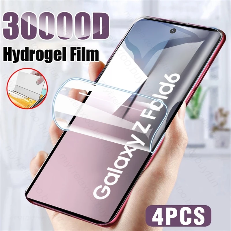 4 шт. 30000D мягкая гидрогелевая пленка для Samsung Galaxy Z Fold6 Samung Sumsung Fold 6 ZFold6 5G 2024 изогнутая защитная пленка для экрана, не стекло