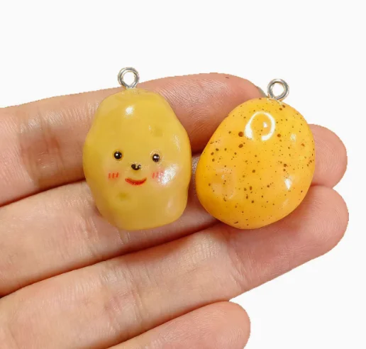 10pcs Resin 3D potato resin cartoon Keychain Charms Pendants For DIY Earring Necklace Jewelry Making ﻿