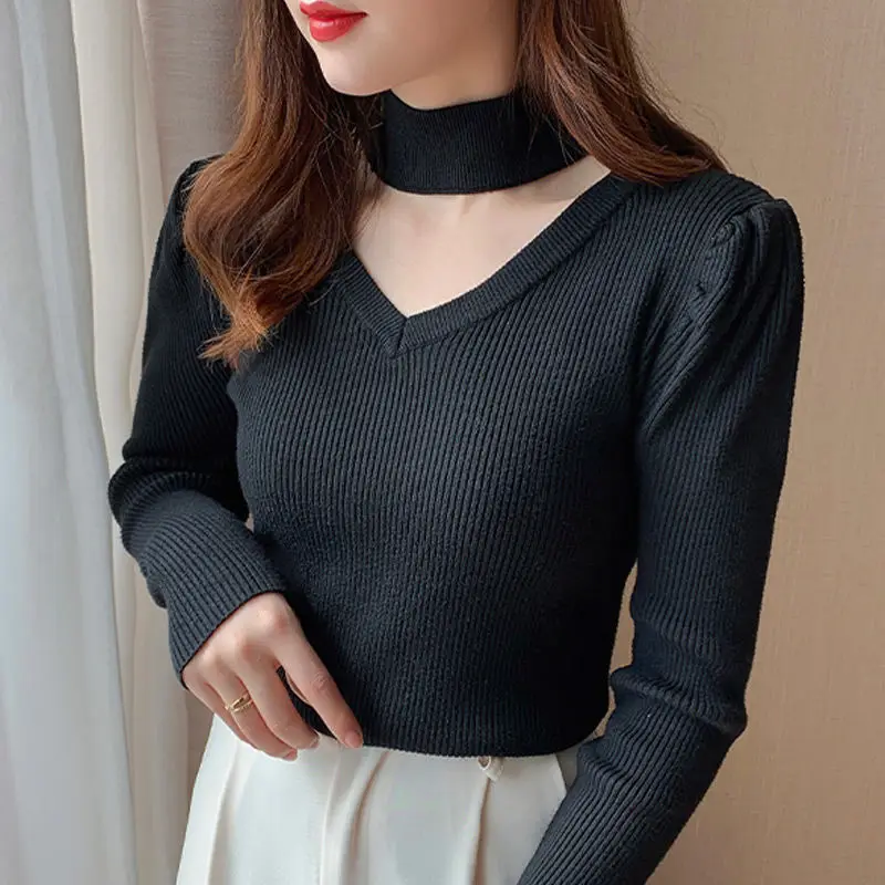 Fashion Solid Color Spliced Hollow Out Sweaters Women\'s Clothing 2023 Autumn Winter New Loose Knitted Pullovers All-match Tops