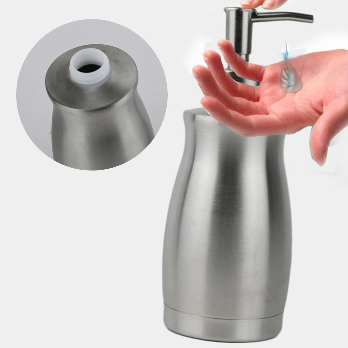 

400Ml Stainless Steel Liquid Soap Dispenser Corrosion Resistant Waterproof Manual Container Creative Design Shampoo