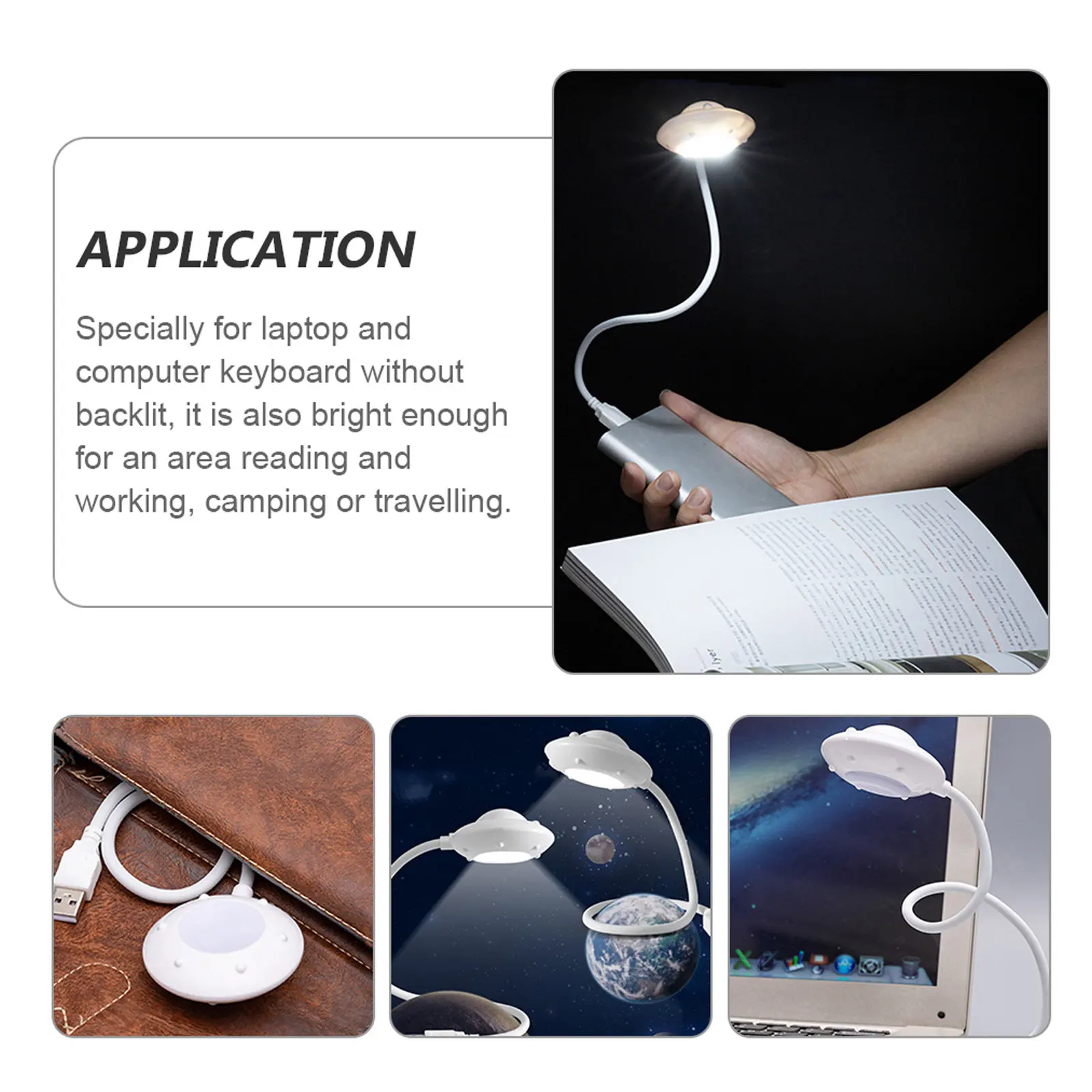 USB Reading Lamp with Flexible Gooseneck Adjustable Arm for Laptop Keyboard Computer Night Light Eye Protection Non-Flickering