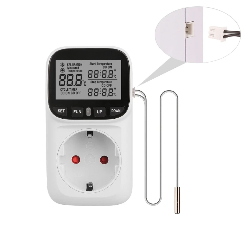 Y2GD Auto Temperature Regulating Thermostat Outlet Plugs 24hour Timer Temperature Control