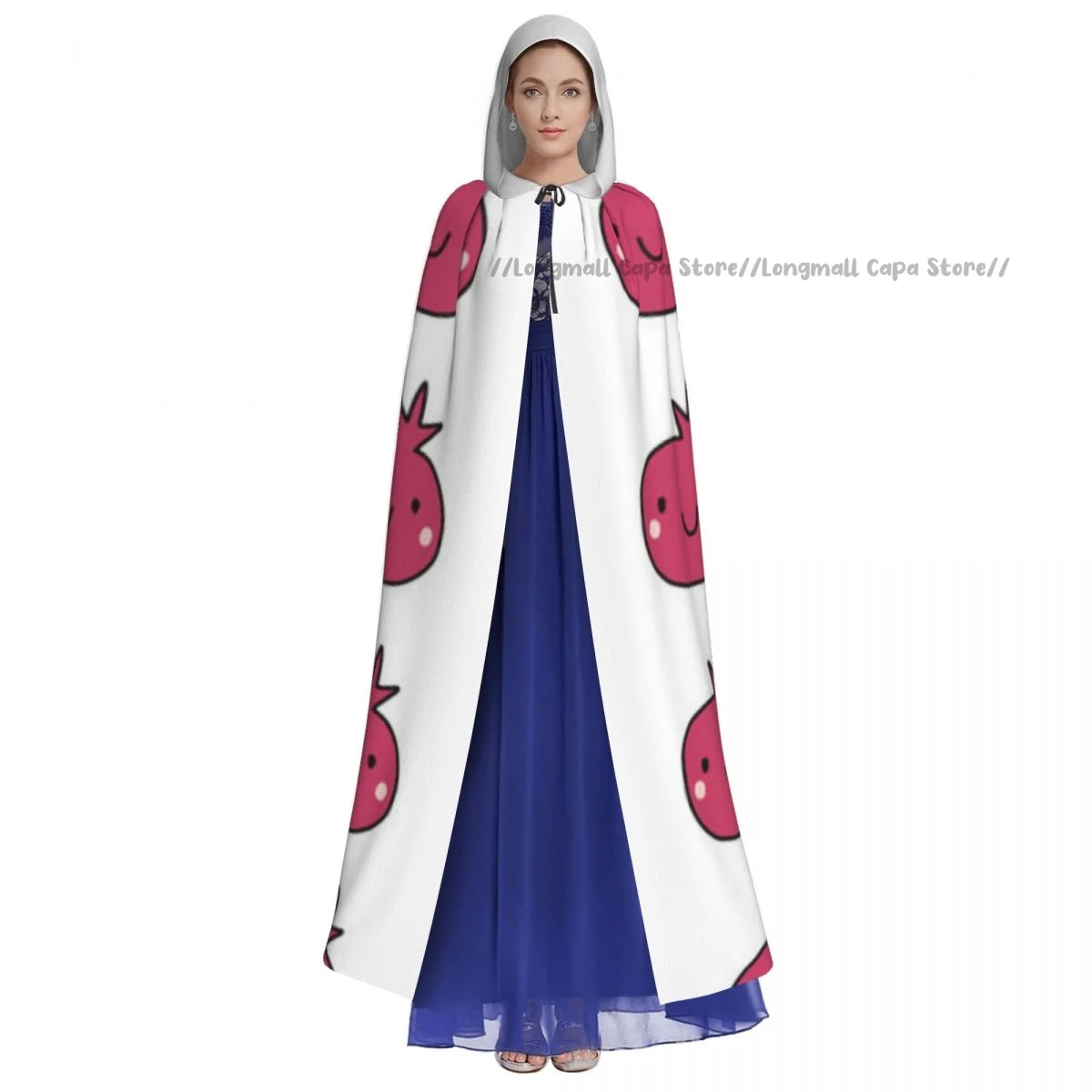 Pomegranate Pattern Cloak Hooded Cosplay Costume Halloween Adult Long Party Cape