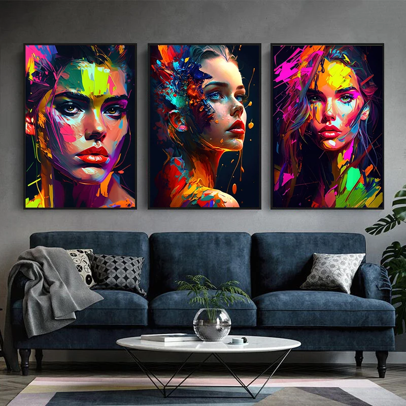 

Abstract Colorful Woman Poster Print Modern Wall Art Canvas Painting for Bedroom Living Room Home Decoration Cuadros