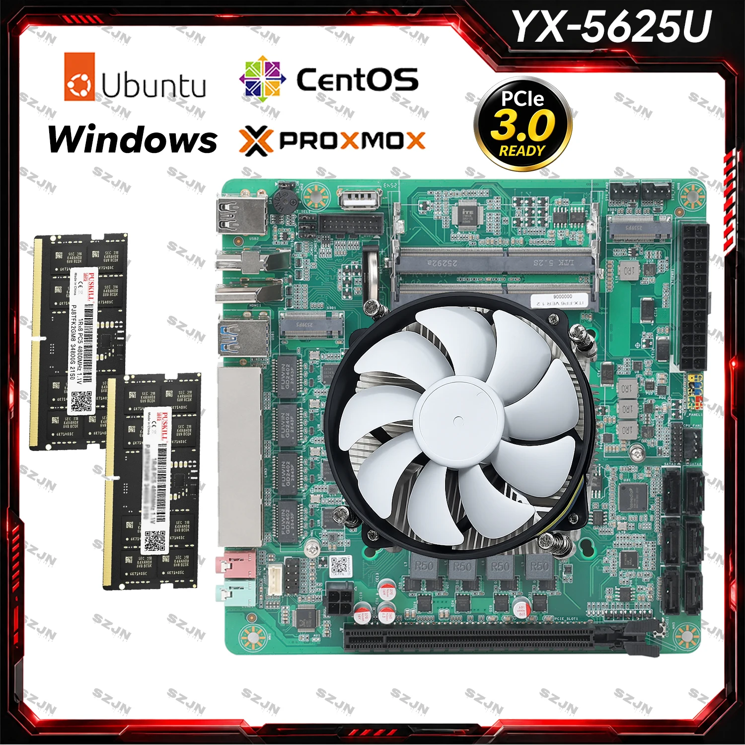 YX-R5-5625U AIO FP6 Nas Set MINI ITX Motherboard Onboard Support 2*DDR4 Max 64GB 4*2.5G I226-V 2*M.2-NVME 6*SATA3.0 PCIE3.0
