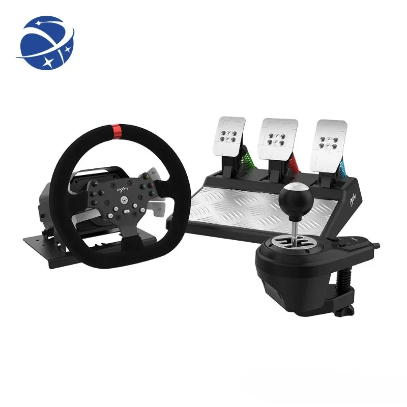 YYHC New PXN V10 wired gaming steering wheel set force feedback vibration gaming steering wheel with gear shifter for PC PS4 PS5