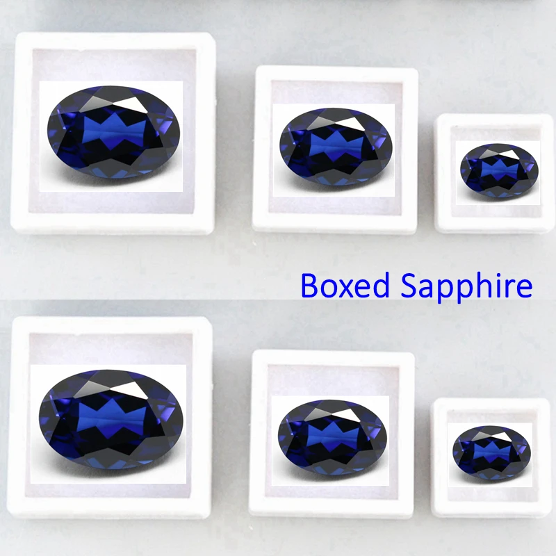 

Box Pack Premium Sapphire Stone Oval Faeted Cut Pass Test Mohs Hardness Gem Sapphire for Jewelry Making Ring/Pendant/Earrings