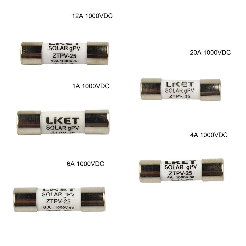 태양광 발전 DC 퓨즈, 전원 시스템용 DC PV 태양광 퓨즈, 1038 DC1000V, 멜트 1A, 2A, 3A, 4A, 5A, 6A, 8A, 10A, 12A, 15A, 16A, 20A